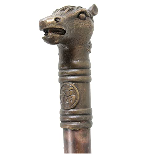 Vintage Antique Wanderrohr Reiner Kupfer Pferdestock Messing Griff Zodiac Haftes Ornamente Geschenk Cover