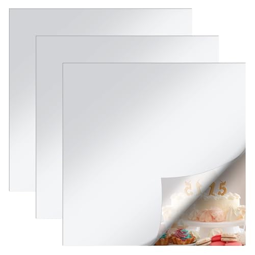 Yuanan 3pcs Two Way Mirror, Acrylic Mirror Wall-Mirror Acrylic 12x12 Inches Sticky Mirrors for Wall Flexible Non Glass Body Mirrors for Bathroom Bedroom Home Decor