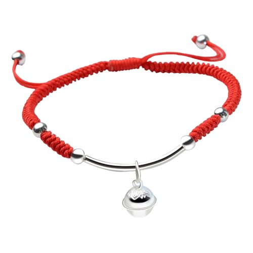 Red Bracelet, 925 Sterling Silver Amulet Bell Charm Buddhist Lucky Red String Rope Thread pulsera roja de Protection Tibetan Bracelets for Women
