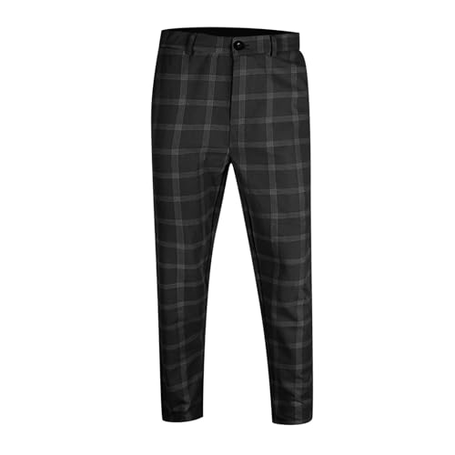 Mens Sweatpants Fashion Stretch Dress Pants Slim Fit Plaid Skinny Long Casual Business Golf Dress Pants2