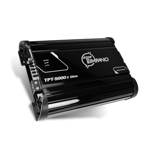 Timpano TPT-5000 2 Ohm Full Range Amplifier - 5000 Watts RMS Class D 1 Channel Amp Built-in Crossovers for Installation of PRO Audio Midbass, Midrange Loudspeakers on Car Audio Systems