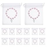 VILLFUL 1 Juego de Bautismo para Niñas: 20 Pulseras de Rosario con Crucifijo Y 20 Bolsitas de Organza. Ideales para Recuerdos de Comunión Y Bautizos.