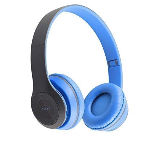 P47 Wireless Portable Gaming Headphone Microphone Stereo Card Support Bluetooth Headset (Blue)