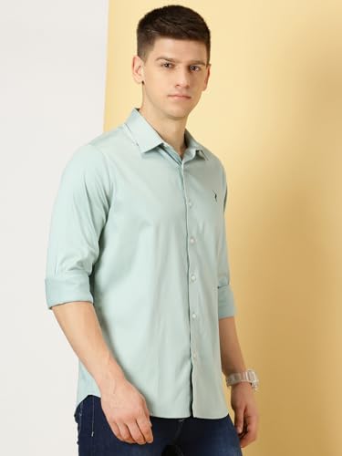 Image of Thomas Scott Men's | Solid | Full Sleeve | Slim Fit | Cotton Blend | Spread Collar | Casual Shirt