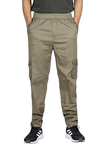 Image of KARTAVYA Cotton Cargo Track Pant for Men, Men's Regular Fit Track Pants Lower with Multi-Pockets & Side Pockets, Regular Fit for Men Track, Pajama for Men