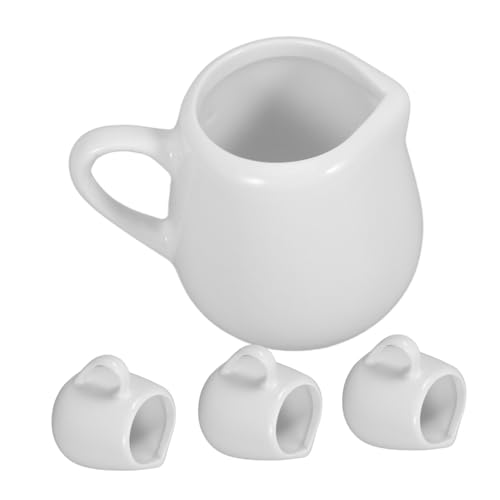 Genérico 4 Piezas una taza de leche sartén cerámica jarra de cerámica jarra de leche jarra para espumar café crema liquida para cafe bol soporte de leche de cerámica crema de cerámica