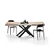 MOBILI FIVER, Table Extensible Emma 140, Chêne Naturel, avec Pieds Noirs croisés, Mélaminé/Fer, Made in Italy