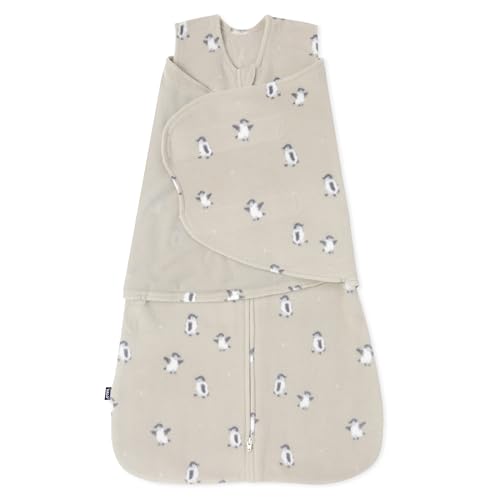 Image of HALO Micro-Fleece Sleepsack Swaddle, 3-Way Adjustable Wearable Blanket, TOG 3.0, Penguin Pals, Small, 3-6 Months