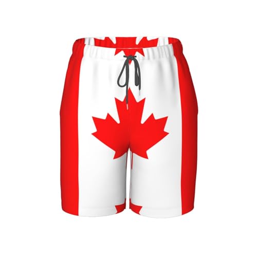 Canadian Flag Youth Beach Pants, Soft and Breathable, with Drawstring Waist, Suitable for Sports and Leisure.