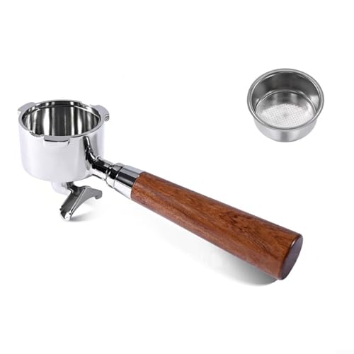 Fauhapyway Poignée expresso à double bec 51 mm, poignée ergonomique en palissandre, porte-filtre en acier inoxydable 304 pour barista (C)