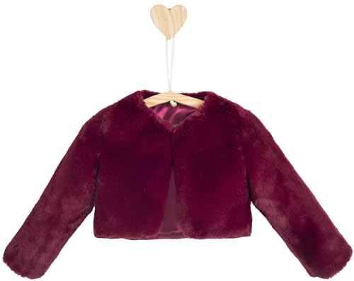 Image of Lilax Girls Cozy Faux Fur Long Sleeve Crew Neck Dress Coat