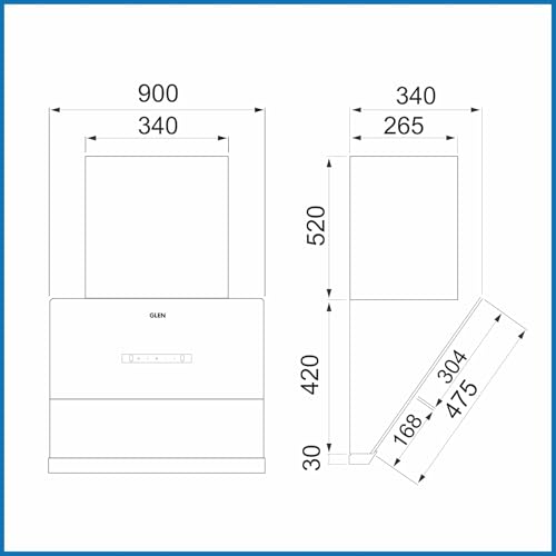 Image of Auto Clean Glass Chimney Filter-less with Motion Sensor, 1400 m /h 90cm (CH6065BLAC)