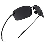JULI Sports Sunglasses for Men Women TR90 Rimless Frame for Running Fishing Golf Surf Driving 8009 (Black/Cat.3 Grey)