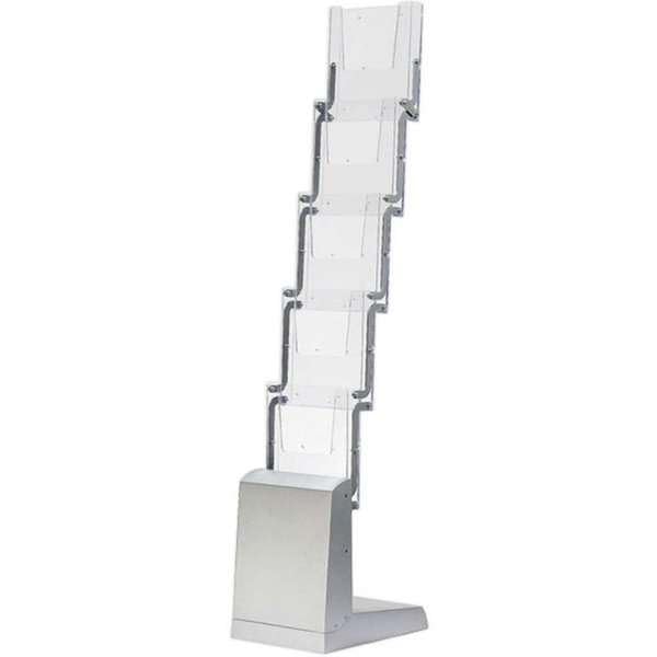 DisplayLager Klappbarer Prospektständer - 5xA4-21x29,7 cm - Silber,Transparent, Aluminium, Brochure Stand, Faltbarer Prospektständer