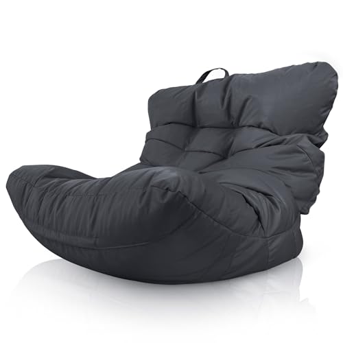 Aiire Puff Salon de Lujo XXL - Sofa Puf Gigante Moderno de Diseño - Modelos de Puffs o Bean Bag Chair Grandes con Relleno Incluido para Adultos o Decoracion Habitacion Juvenil Gris Oscuro
