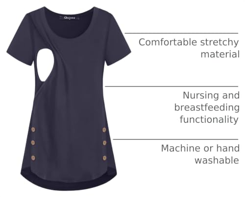 Quinee Nursing Tops Breastfeeding Shirts Maternity Top Nursing Tops for Breastfeeding Hospital Outfit for Mom After Birth Deep Blue S — view 4