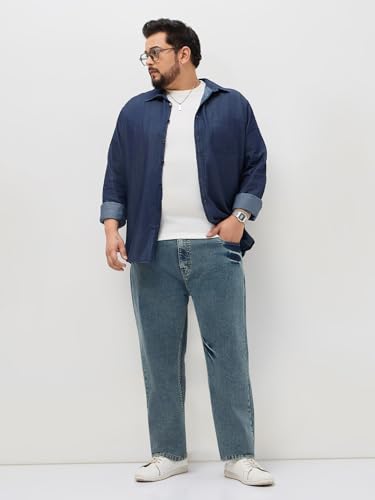Image of Urbano Plus Men's Regular Fit Heavy Washed Denim Jeans Stretchable