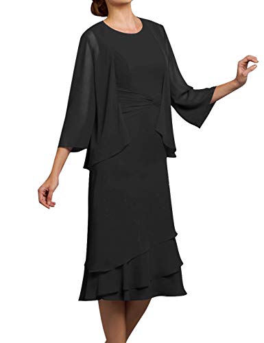 Mother-of-The-Bride-Dresses-Formal-Party-Gowns-with-Jacket-Black-2