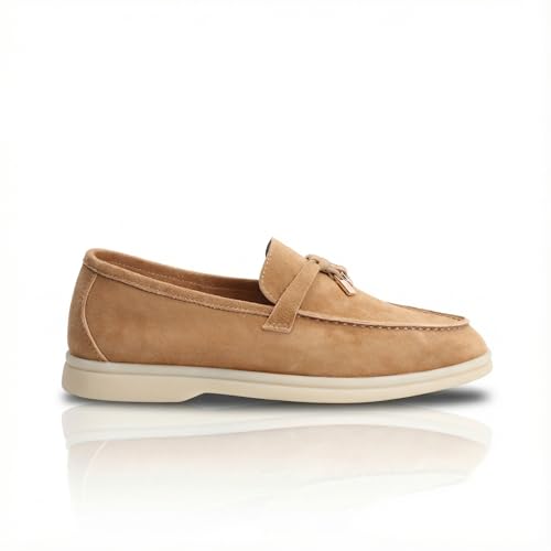 Image of Women's Summer Charms Suede Loafers - Premium Sheepskin Unlined Upper,Classic or Styles with Metal Detail for Casual, Office, Travel & All Day Wear