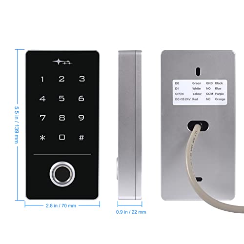 AMOCAM Fully Weatherproof Fingerprint ID Keypad Access Control System with 5PCS ID Key Fobs, WG26/34 Card Reader Access Controller Support 5000 Users, Backlight, Plastic Shell, Acrylic Panel - Thumbnail 6