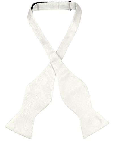 Vesuvio Napoli SELF TIE Bow Tie OFF-WHITE Color PAISLEY Design Men's BowTie