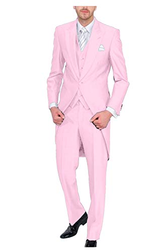 Wemaliyzd Men's 3 pc Tailcoat Suit for Wedding 1 Button Jacket Suit Vest Pants