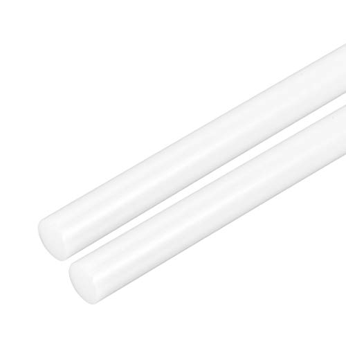 uxcell 2pcs Plastic Round Rod 3/8 Inch Dia 20 Inch Length White (POM) Polyoxymethylene Rods Engineering Plastic Round Bars(10mm)