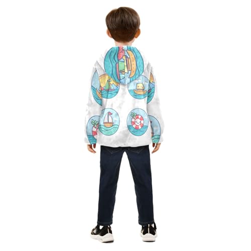 Travel Sea Girls Fleece Jacket Girls Fall Jacket Girls Zip Up Hoodie Girls Sherpa Jacket 2-10T4