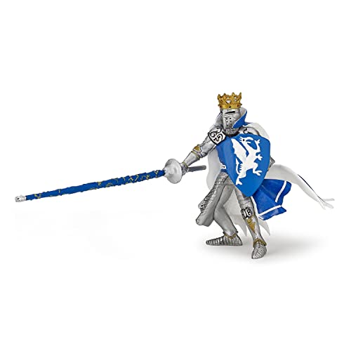 Papo - Figurine Roi Au Dragon Bleu Réaliste - 3 Ans + - Collection Fantastique & Médiéval - Jeu Créatif Univers Royal - Idée Cadeau Jouet Fille Garçon