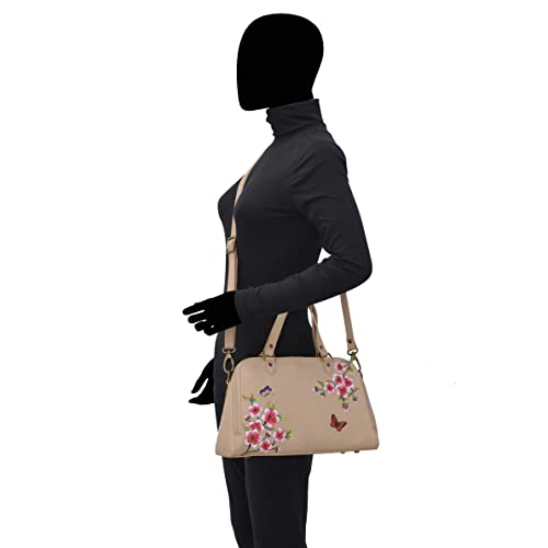 Image of Anuschka Women's Leather Satchel - Hand-Painted Genuine Leather Handbag with Detachable Strap for Everyday Use - 695, Satchel