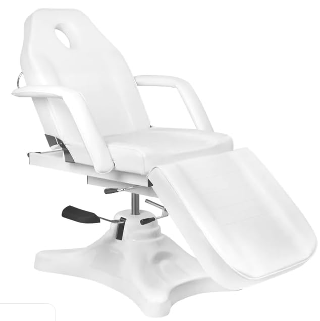 Generisch Hydraulische Kosmetikliege Weiß mit Drehfunktion – Professioneller Kosmetikstuhl Höhenverstellbar für Kosmetikstudio, Beauty Salon, Spa, PMU & Tattoo
