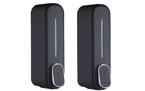 Image of EVGREF Plastic Liquid Soap Dispenser 350 Ml (Black) (Set Of 2)