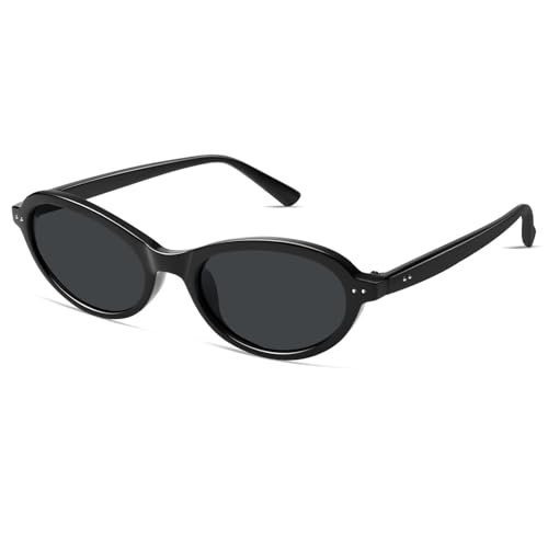 Image of VANLINKER Trendy Oval Polarized Sunglasses for Women Men Small 90s Style Retro Cat Eye Frame Narrow Sleek Design VL9847