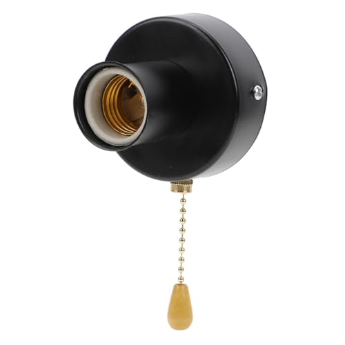 Housoutil Portalamparas Con Cadena, Portalámparas De Pared Con Interruptor De Cadena, Para Lámpara Retro Antiguo Edison Bombilla Colgante Luz (Negro,Collar De Cuentas De 5cm)