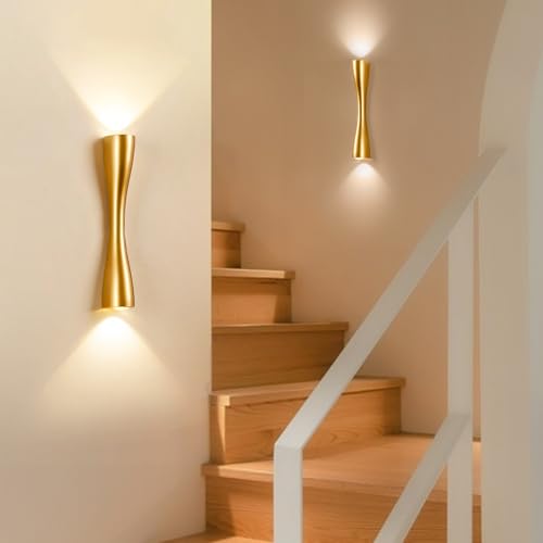 Image of Aomesinc Modern Gold Wall Sconce Up Down Wall Light Lamp Indoor LED Lighting for Bedroom Living Room Bathroom Bedside Hallway(9.4'',Warm)
