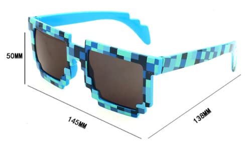 Image of DC DECORIO Thug Life Sunglasses Pixel Gangsta Life Funny Novelty Shades With Box Packing (Black) (CHECK-BLUE)
