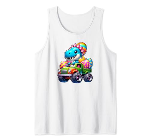 Cute T Rex Happy Easter Monster Truck Niños Niñas Camiseta sin Mangas