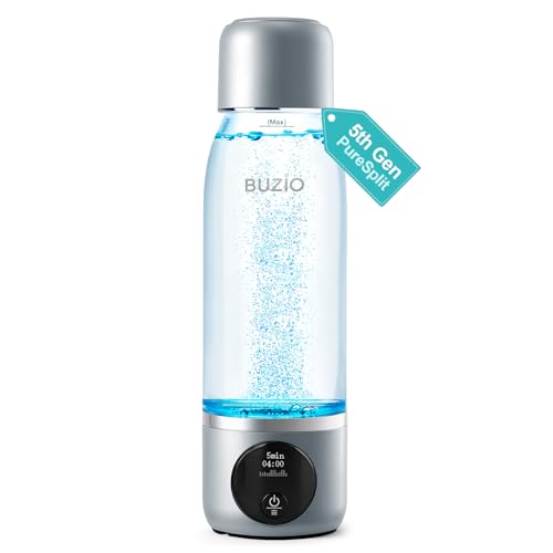 BUZIO Hydrogen Water Bottle, 4000+ PPB Concentration Alkaline Water Generator with Gen5 SPE/PEM Technology, Portable Athletic Performance Alkaline Hydration System Machine, Silver