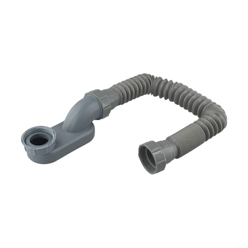 Siphon plat en P pour baignoire autoportante, tuyau de vidange de douche en ABS flexible avec joint d'eau, kit de vidange de baignoire sur pied à profil bas pour camping-car et salle de bain, gain de – vue 2
