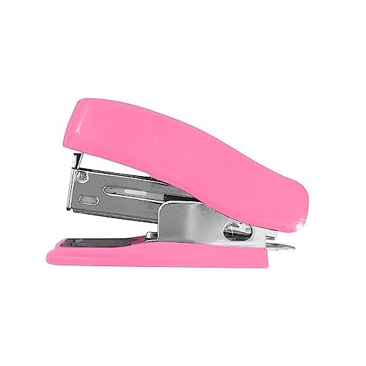 Mini Grampeador 15 Folhas Rosa Blister de 500 Grampos 26/6 Keep - EI176