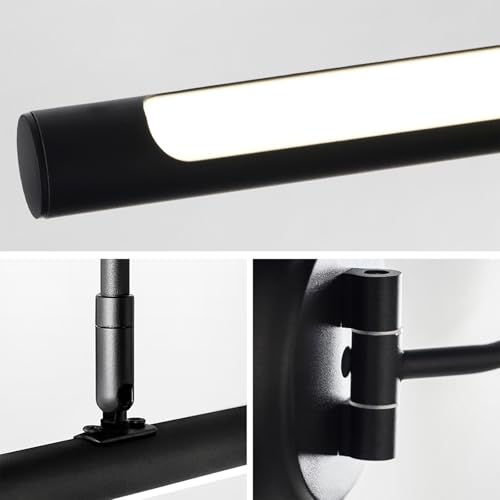 Apliques de Pared Espejo Baño LED Moderno con Ángulo Ajustable Negro 4