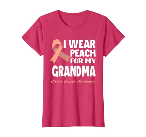 I Wear Peach for My Grandma Granny Uterine Cancer Awareness T-Shirt, Women, Red Heather, 3X-Large