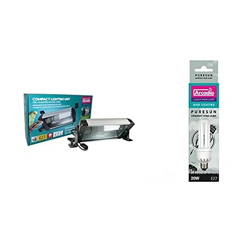 Arcadia A1LS01XXN E27 Compact Lightning Unit & FBC20X Bird Lamp, Compact 20W, UV-Lampe für Exoten, E27 Cover