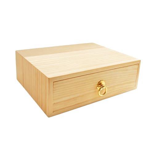 LONG TAO Natural Wooden Storage Box Desk Drawer Single Wood
