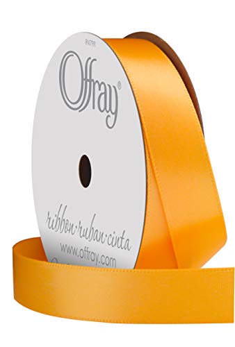 Image of Offray 493021 5 /8 inch Wide Single Face Satin Ribbon, Gold Yellow, 6 Yds