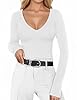 YOGINGO Women's Long Sleeve Deep V Neck Bodysuits ... #1