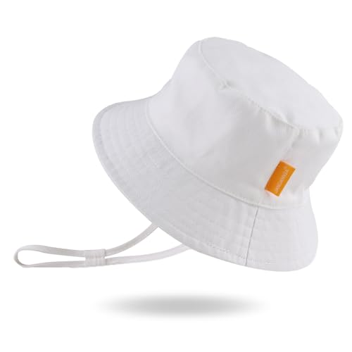 Image of JANGANNSA Cotton Baby Sun Hat Infant Toddler Boys Girls Bucket Hats Summer Sun Protection Kids Beach Caps
