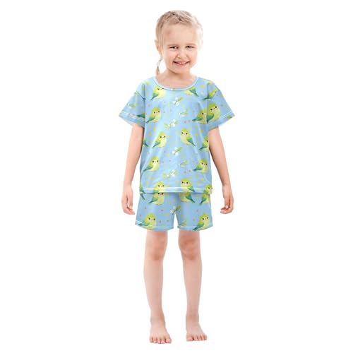 Cute Green Bird Pajama Set Pajamas Sleepwear Nightwear Loungewear Clothes Set B0404665