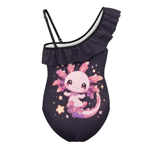 Forchrinse Girls One Piece Swimsuit Cute Axolotl One Shoulder Bathing Suit Summer Ruffle Swimwear with Adjustable Strap2