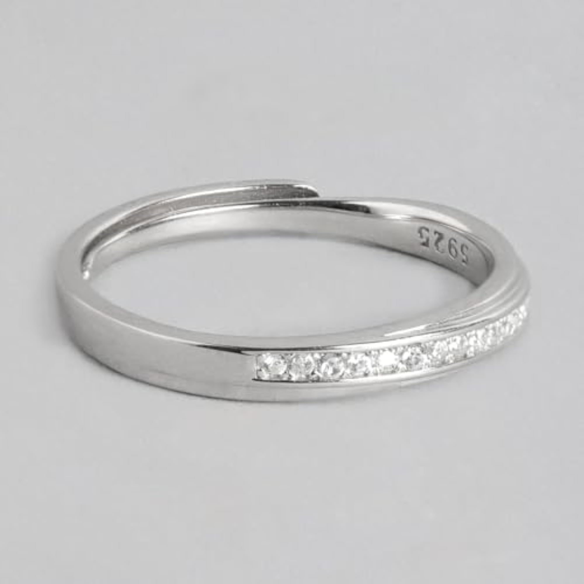 Couple's 925 Sterling Silver Solitaire & Cubic Zirconia Rings Set
